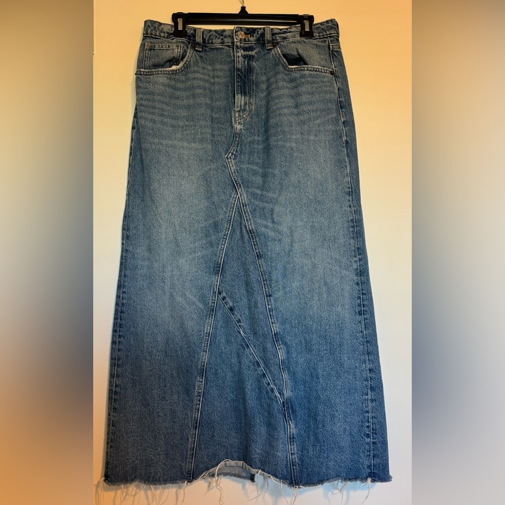 Mango Blue Denim Maxi Skirt